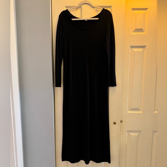 J. Jill Black Long Sleeve Cotton Knit Blend Soft Maxi Dress• Medium - Picture 1 of 5